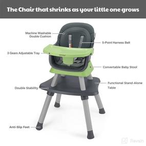 img 3 attached to 👶 VEEYOO 6 in 1 Baby High Chair - Eat & Grow with Convertible Infant Feeding Chair, Booster Seat, Toddlers Table & Chair Set - Removable Tray, Adjustable Legs, Safety Harness, Green