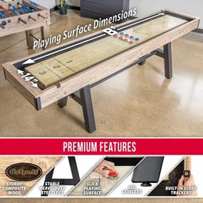 img 1 attached to Premium Shuffleboard Table Set - 9Ft With 8 Pucks, Wax, And Brush By GoSports