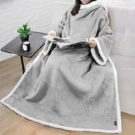 pamper yourself with pavilia premium sherpa fleece blanket with sleeves - ultra-soft & warm, perfect gift for women, moms, and wives (light gray) 标志