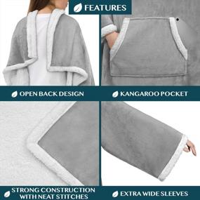 img 2 attached to Pamper Yourself With PAVILIA Premium Sherpa Fleece Blanket With Sleeves - Ultra-Soft & Warm, Perfect Gift For Women, Moms, And Wives (Light Gray)