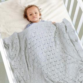 img 1 attached to Soft 100% Cotton Knit Baby Blanket For Boys & Girls - 40 X 30 Inch (Grey)