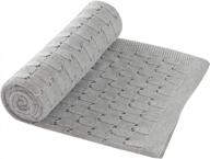 soft 100% cotton knit baby blanket for boys & girls - 40 x 30 inch (grey) logo