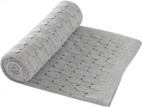 img 4 attached to Soft 100% Cotton Knit Baby Blanket For Boys & Girls - 40 X 30 Inch (Grey)