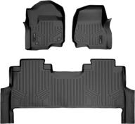 🔥 premium black smartliner custom floor mats 2 row liner set - compatible with ford f-250/f-350 super duty crew cab (2017-2022) - perfect fit for 1st row bench seat logo