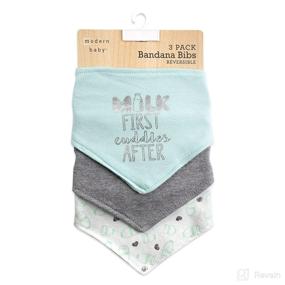 img 2 attached to 👶 Modern Baby 3 Pack Bandana Bibs for Boys: Stylish & Absorbent Drooler Baby Bibs, Designed to Keep Baby Dry - Milk Print