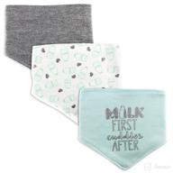 👶 modern baby 3 pack bandana bibs for boys: stylish & absorbent drooler baby bibs, designed to keep baby dry - milk print логотип