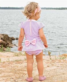 img 2 attached to 👶 RuffleButts Baby/Toddler Girls Peplum Short Sleeve One Piece Swimsuit with UPF 50+ Sun Protection