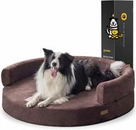 kopeks deluxe orthopedic memory foam round sofa lounge dog bed - jumbo xl - brown, model:round logo