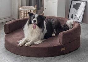 img 3 attached to KOPEKS Deluxe Orthopedic Memory Foam Round Sofa Lounge Dog Bed - Jumbo XL - Brown, Model:Round