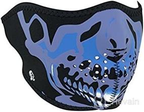 img 1 attached to 👻 Blue Chrome Skull Half Mask Neoprene by Zanheadgear - Adult/Unisex (WNFM024H)