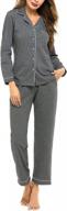 soft and stylish women's 100% cotton long sleeve pajama sets with button down and pockets - colorfulleaf sleepwear for comfortable lounging logo