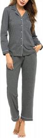 img 4 attached to Soft And Stylish Women'S 100% Cotton Long Sleeve Pajama Sets With Button Down And Pockets - ColorfulLeaf Sleepwear For Comfortable Lounging
