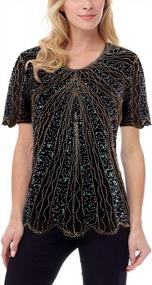 img 2 attached to Women'S 1920S Vintage Sequin Embellished Beaded Blouse Tunic With Art Deco Scalloped Hem