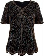 women's 1920s vintage sequin embellished beaded blouse tunic with art deco scalloped hem logo