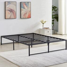 img 3 attached to Queen Size Metal Platform Bed Frame - No Box Spring Needed, Steel Slat Support By VECELO