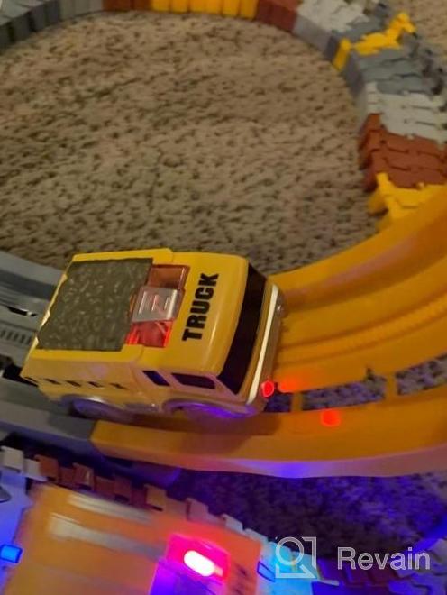 img 1 attached to Flexible Train Track Set For Kids - VEARMOAD Race Car Track Toy With LED Cars And Construction Vehicles, Ideal Gift For 3-5 Year Old Boys And Girls, Creative Construction Playset review by Tanya Luna