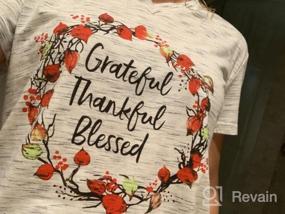 img 6 attached to Floral Thanksgiving Shirt For Women - Grateful, Thankful, Blessed- Short Sleeve Tee With Garland Graphic Print - Perfect For Fall Season