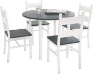 mecor 5-piece кухонный обеденный круглый стол, современный круглый стол из цельного дерева с 4 стульями для домашней кухни, мебель для столовой, серый логотип