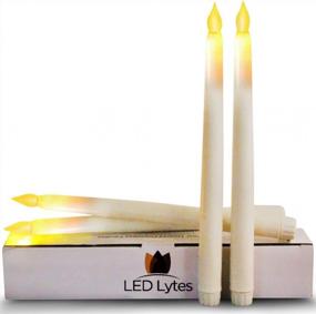 img 3 attached to Set of 4 LED Lytes Tapered Timer Candlesticks - Battery Operated Flameless Candles with Flickering Amber Yellow Flame, Ivory Wax, 11 Inches Tall and 3/4 Base