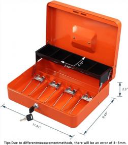 img 1 attached to X-Large Orange KYODOLED Cash Box W/ Money Tray, Key Lock & Cantilever Design - 11.81L X 9.45W X 3.54H Inches