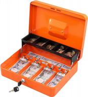 x-large orange kyodoled cash box w/ money tray, key lock & cantilever design - 11.81l x 9.45w x 3.54h inches logo