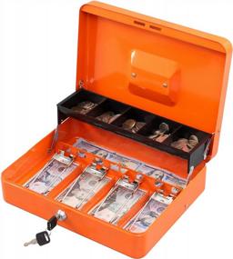 img 4 attached to X-Large Orange KYODOLED Cash Box W/ Money Tray, Key Lock & Cantilever Design - 11.81L X 9.45W X 3.54H Inches
