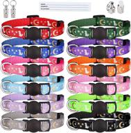 glow in the dark puppy collars: golden moon & cute puppy pattern with breakaway safety & 2 id tags логотип