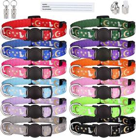 img 4 attached to Glow in The Dark Puppy Collars: Golden Moon & Cute Puppy Pattern with Breakaway Safety & 2 ID Tags
