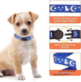 img 3 attached to Glow in The Dark Puppy Collars: Golden Moon & Cute Puppy Pattern with Breakaway Safety & 2 ID Tags
