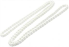 img 4 attached to Женское длинное ожерелье из имитации стеклянного жемчуга толщиной 8 мм, многослойное эффектное ожерелье - длина 57 дюймов