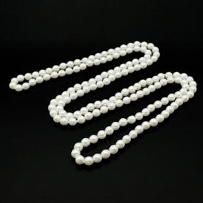 img 2 attached to Женское длинное ожерелье из имитации стеклянного жемчуга толщиной 8 мм, многослойное эффектное ожерелье - длина 57 дюймов