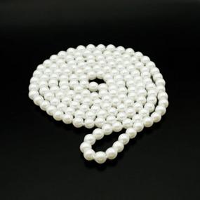 img 3 attached to Женское длинное ожерелье из имитации стеклянного жемчуга толщиной 8 мм, многослойное эффектное ожерелье - длина 57 дюймов
