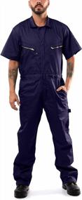 img 4 attached to Men'S Short Sleeve Blended Coveralls With Zipper Pockets - Comfortable Jumpsuit For Workwear By Kolossus