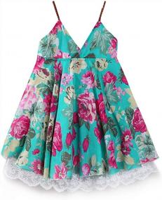 img 4 attached to LittleSpring Girls Floral Lace Spaghetti Strap Beach Dress For Summer Holidays