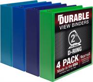 usa-made samsill durable 2-inch binder with d rings, customizable clear view, marine assortment (pack of 4) - capacity of 475 pages per binder logo