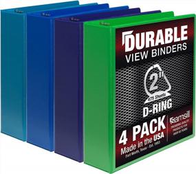 img 4 attached to USA-Made Samsill Durable 2-Inch Binder With D Rings, Customizable Clear View, Marine Assortment (Pack Of 4) - Capacity Of 475 Pages Per Binder
