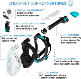 img 2 attached to Cozia Design Adult Snorkel Set - Full Face Snorkel Mask With Panoramic 180° View, Adjustable Swim Fins, Anti-Fog And Leakproof Scuba Mask For Optimal Snorkeling Experience