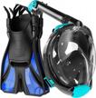 cozia design adult snorkel set - full face snorkel mask with panoramic 180° view, adjustable swim fins, anti-fog and leakproof scuba mask for optimal snorkeling experience logo