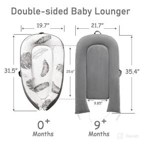 img 1 attached to 🌿 Gray Leaves Baby Lounger for Newborn - Co-Sleeper, Soft and Breathable Cotton, Lightweight Portable Infant Sleeping Crib, Machine Washable, Upgraded Zipper