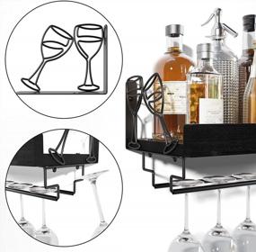 img 1 attached to Love-KANKEI Wine Rack Wall Mounted With Metal Wine Glass Rack Holder, 17 Inch Wood Floating Wall Shelf With Stemware Hanger For Kitchen, Dining Room, Bar,Wine Cellar Décor Black