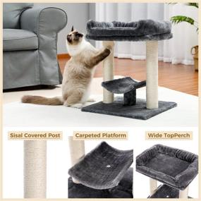 img 1 attached to 🐱 Premium PETEPELA Cat Tree: Plush Top Perch, Curved Platform, and Scratching Post – Ultimate Comfort for Your Feline Friend