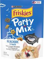 purina friskies, сделанные в сша, лакомства для кошек, party mix beachside crunch - (6) 6 унций. мешочки логотип