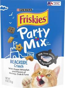 img 4 attached to Purina Friskies Made In USA Facilities Cat Treats, Party Mix Beachside Crunch - (6) 6 Oz. Pouches
