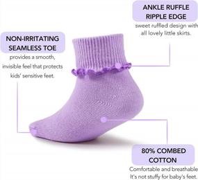 img 3 attached to CozyWay Baby Girls Socks 6/12 Pack - Ruffle Ripple Edge, Turn Cuff Ankle Socks For Toddlers & Infants 0-12 Months To 1T-5T