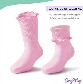 img 2 attached to CozyWay Baby Girls Socks 6/12 Pack - Ruffle Ripple Edge, Turn Cuff Ankle Socks For Toddlers & Infants 0-12 Months To 1T-5T