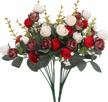 luyue 7 branch 21 heads artificial silk fake flowers leaf rose wedding floral decor bouquet,pack of 2 (red coffee) logo