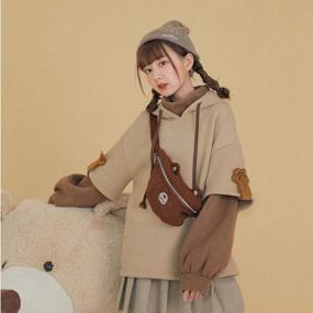 img 2 attached to Women'S Autumn Patchwork Sweatshirt: Mimacoo Bear Hoodie With Cute Personality Bag