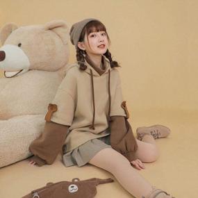 img 1 attached to Women'S Autumn Patchwork Sweatshirt: Mimacoo Bear Hoodie With Cute Personality Bag