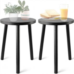 img 4 attached to Stylish Mid Century Wood Plant Stand And Side Table - Ideal For Home Decor - 15.8’’ Tall With Round Flower Pot Holder (Pot And Plant NOT Included) In Chic Black Finish