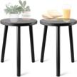 stylish mid century wood plant stand and side table - ideal for home decor - 15.8’’ tall with round flower pot holder (pot and plant not included) in chic black finish logo